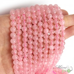 Quartz rose en perles rondes 6mm - fil complet