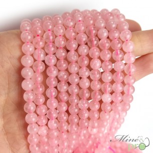Quartz rose en perles rondes 6mm - fil complet