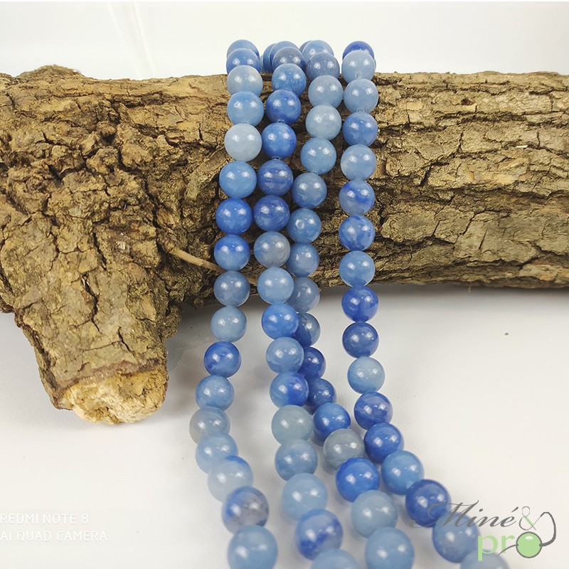 Aventurine bleue en perles rondes 8mm - fil complet - grossiste en perles Aventurine bleue en perles rondes 8mm - fil complet - grossiste en perles