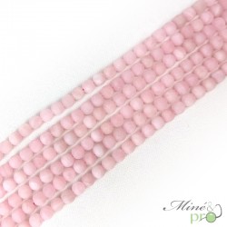 Quartz rose MAT en perles rondes 6mm - fil complet