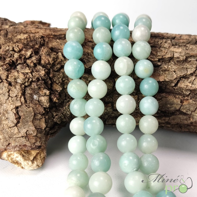 Amazonite en perles rondes 10mm - fil complet
