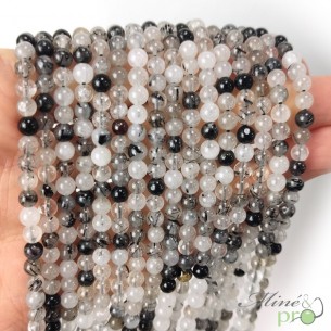 Quartz Tourmaline A+ en perles rondes 4mm - fil complet
