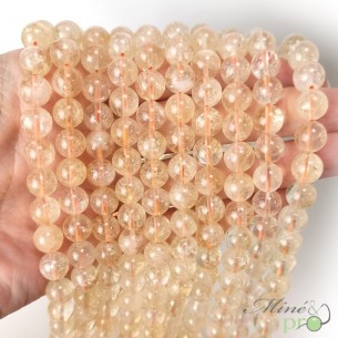 Citrine claire en perles rondes 8mm - fil complet