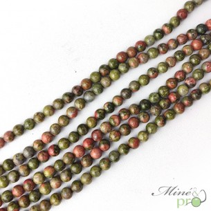 Unakite en perles rondes 6mm - fil complet