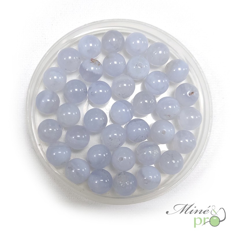 Calcédoine bleue A en perles rondes 8mm - lot de 10