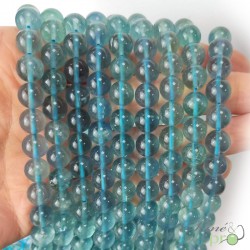 Fluorite bleue en perles rondes 8mm - fil complet