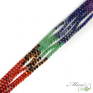 7 chakras en perles rondes 8mm - fil complet
