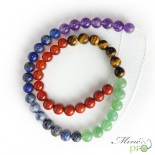 7 chakras en perles rondes 8mm - fil complet