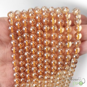 Aqua aura quartz sunset en perles rondes 6mm - fil complet