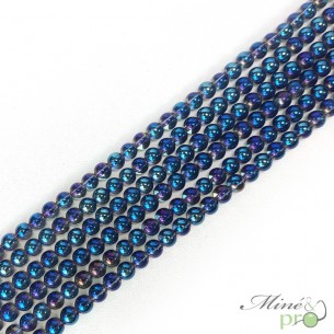 Aqua aura quartz violet en perles rondes 6mm - fil complet - grossiste perles en pierres naturelle