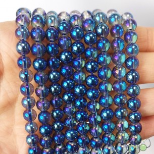 Aqua aura quartz violet en perles rondes 6mm - fil complet - grossiste perles en pierres naturelle