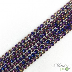 Aqua aura quartz doré-violet en perles rondes 6mm - fil complet