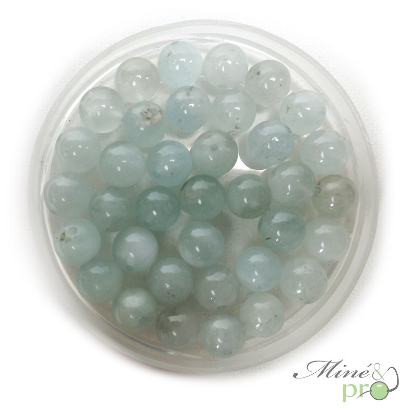 Aigue marine AA en perles rondes 6mm - lot de 10