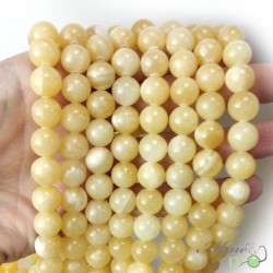 Calcite jaune en perles rondes 10mm - fil complet