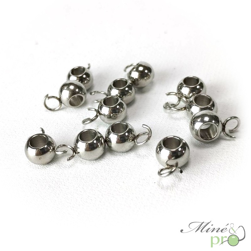 Support à breloque en acier inoxydable 6mm - lot de 10 Support à breloque en acier inoxydable 6mm - lot de 10