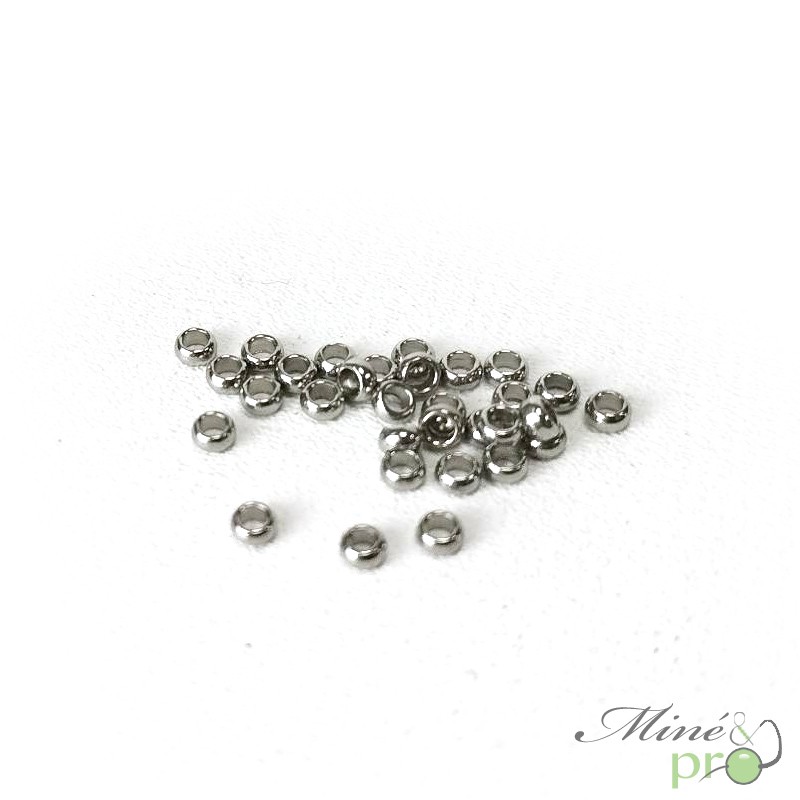 Perles à écraser en acier inoxydable 2mm - lot de 50 Perles à écraser en acier inoxydable 2mm - lot de 50