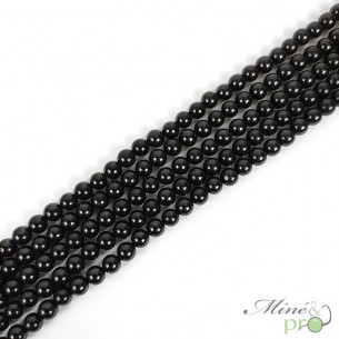 Spinelle noire en perles rondes 6mm - fil complet