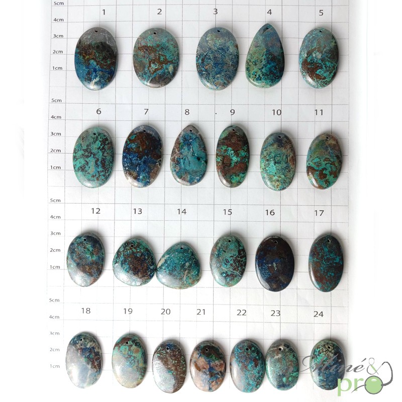 Azurite malachite - cabochons formes diverses - grossiste de cabochons