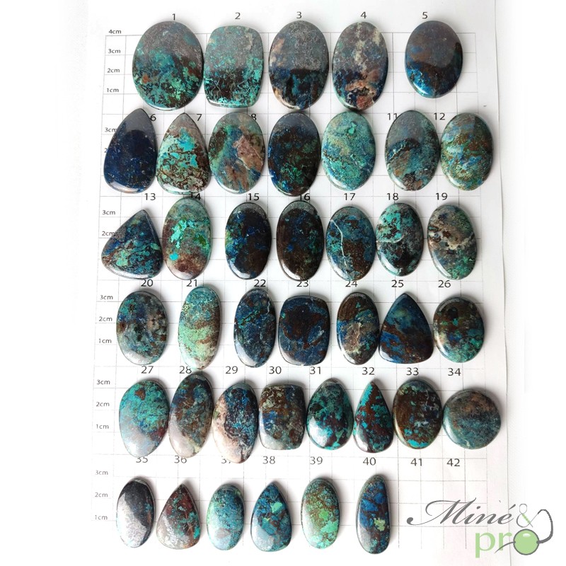 Azurite malachite - cabochons formes diverses - grossiste de cabochons