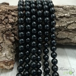Onyx brillant naturel en perles rondes 8mm - fil complet