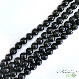 Onyx brillant naturel en perles rondes 8mm - fil complet