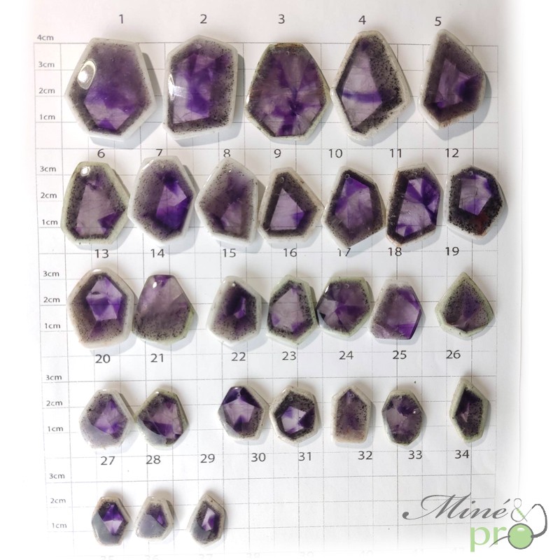 Améthyste trapiche - cabochons percés Améthyste trapiche - cabochons percés