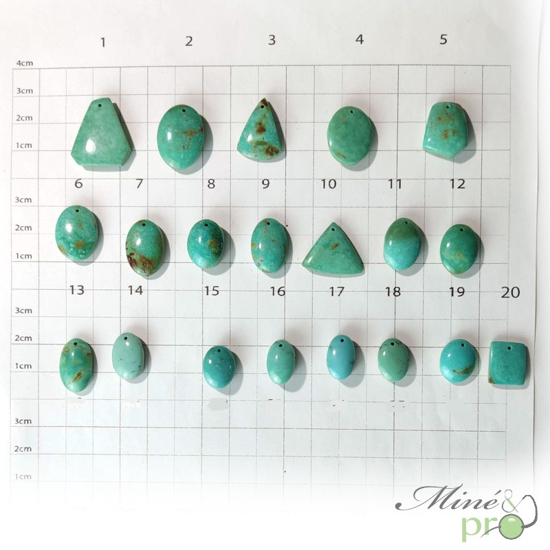 Turquoise véritable - cabochons percés