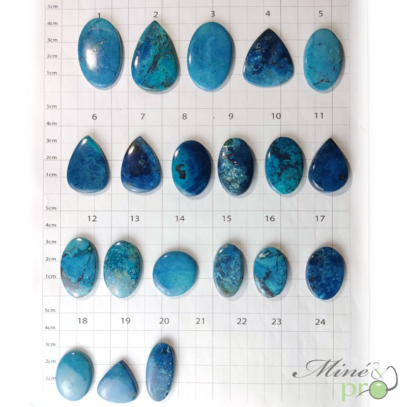 Azurite A - cabochons formes diverses - grossiste de cabochons