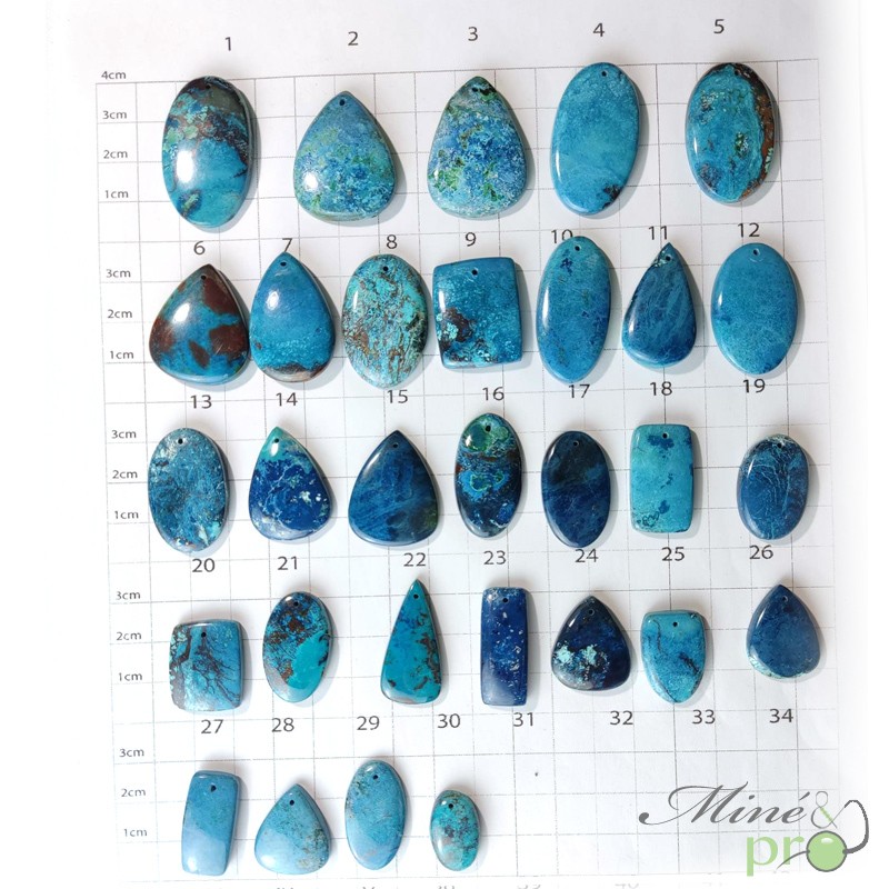 Azurite A - cabochons percés