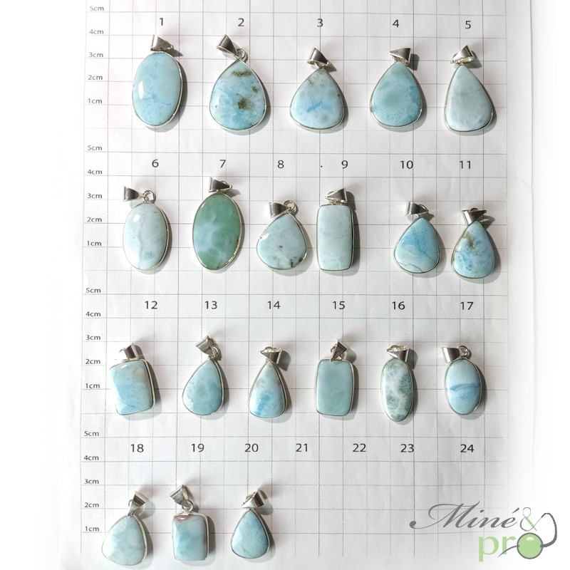 Larimar - cabochons percés